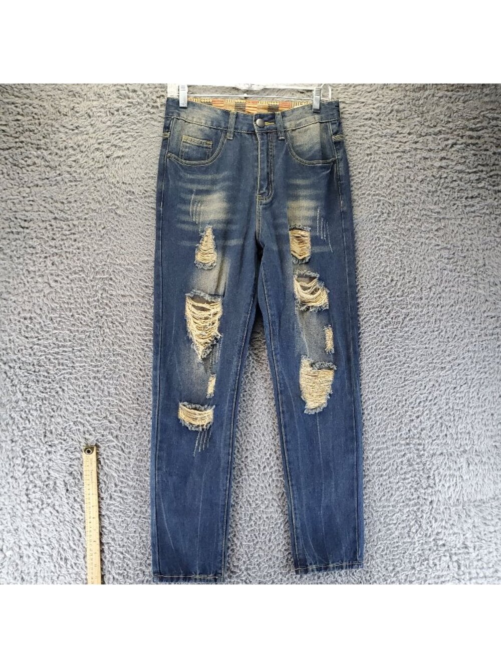 Jeans Womens Size 28 Blue Distressed Denim Mid-Rise Casual Five-Pocket Style
